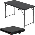 HKLGorg Folding Table, Heavy Duty Plastic Folding Utility Table Indoor Outdoor, Party Dining Tables Easy to Assemble with Lock Function (Black, 4 FT)