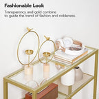 HOOBRO 29.5" Narrow Console Table, 3-Tier Tempered Glass Sofa Table | Modern Entryway Table, for Entrance, Living Room, Foyer, Hallway Bedroom, Gold GD21XG01G1