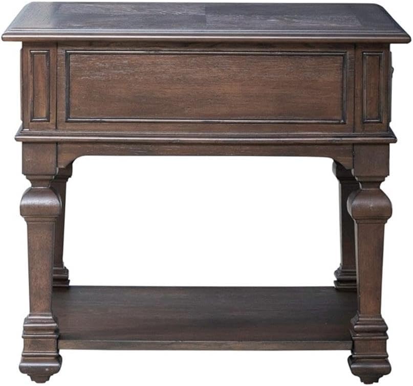 Pemberly Row 3-Piece Cocktail Table Set, Rubberwood and Hickory Veneers, Chateau Brown Finish, Includes 1 Cocktail Table with Casters and 2 End Tables, Bottom Shelves and Drawer, Living Room Furniture
