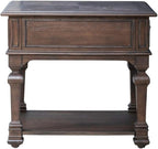 Pemberly Row 3-Piece Cocktail Table Set, Rubberwood and Hickory Veneers, Chateau Brown Finish, Includes 1 Cocktail Table with Casters and 2 End Tables, Bottom Shelves and Drawer, Living Room Furniture