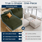 Green 134 Inch U-Shaped Modular Sectional Sofa, Corduroy Cloud Couch with Dual Chaise, High-Resilience Foam & Spring Coils, Deep Seat Lounge with 2 Cupholders & Side Pockets, No Assembly