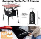 Odoland Portable Camping Table, Folding for Beach Outdoor Adjustable Height | 16.5"-23.6"H, Storage Bag for Camp, Cooking, Picnic, Travel, Backyards, Fishing, Park