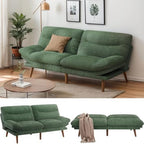 PERLECARE Convertible Futon Sofa Bed, 73" Corduroy Futon Couch with Adjustable Backrest and Armrests, 3-in-1Recliner Sleeper Sofa for Small Spaces, Play Room,Living Room or Office（73in,Green）