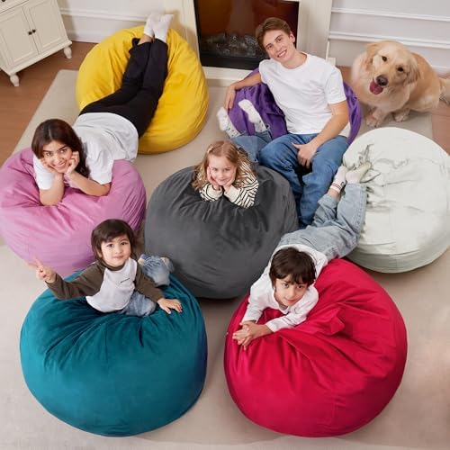 Homguava 2FT Bean Bag Chair,2' Bean Bags with Handle,Small Beanbag Chair | Comfy Beanbag with Memory Foam Filled,Teardrop Bean Bag Sofa with Washable Velvet Cover for Bedroom,Living Room-Jet Black