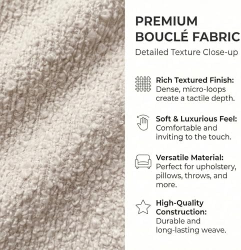 Queen Size Upholstered Bed Frame, 52.7" High Headboard Wingback Bedframes with Solid Wood Retro Legs, Sturdy Metal & Wooden Slat Support/No Box Spring Needed/No Noise, Clay Taupe Boucle