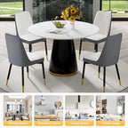 Round Dining Table Set for 4, Modern 45'' Small Dining Table for Kitchen, Space Saving, Easy Assembly