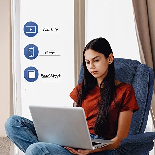 MCombo Swivel Recliner with Ottoman Chair, TV Chair Sets with Vibration Massage, for Small Space Living Room Bedroom 9096 9099 (Textile, Blue)