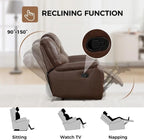 EBELLO Genuine Leather Recliner Chair, Manual Overstuffed Reclining Sofa for Adults with Comfortable Armrest and Backrest, Single Couch for Living Room, Dark Brown