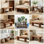 Entryway Bench, Solid Wood Bench, Wooden Shoe Bench for Entryway, Farmhouse End of Bed Bench for Bedroom, Dining Room, Kitchen, Outdoor Garden Seat, Indoor Window Seat, Plant Stand(L24xW7.9xH5.9inch)