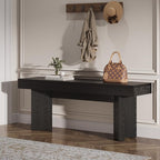 Tribesigns Wooden Entryway Bench, 47" Farmhouse Indoor End of Bed Bench, Long Dining Benches Seat for Bedroom, Dining Room, Hallway, Foyer (Black)