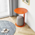 C-Shaped Round Side Table for Living Room, Bedroom, and Office - Metal Coffee and Bedside Table (Orange, 18.9 * 18.9 * 27.2in)