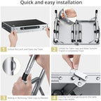 Anbte Folding Camping Table, 24"X 16" Adjustable Height Small Folding Table | Aluminum, with Carrying Handle, Lightweight, Portable Camping Table for Outdoor Indoor Picnic Beach BBQ Grill Patio (Black)