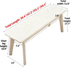 Solid Wood Bench, Rustic Skinny Wood Bench for Entryway, Narrow Bench Dining Bench Farmhouse Wooden Dining Bench Long Entryway Bench, Easy to Assemble(White,39.4" Lx11.8 Wx16.9 H)