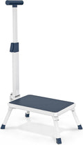 Folding Step Stool, Step Stools with Handle for Elderly Adults | Easy Assmbly, Lightweight Metal Stepping Stool with Adjustable Handrail in Kitchen, Bathroom, Bedroom, 330 Lbs Capacity