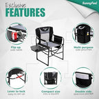 SUNNYFEEL Oversized Camping Chair Portable Directors Chairs with Side Table | Heavy Duty Folding Lawn Chair for Adults 300LBS with Compact Size, Breathable Mesh, Pocket & Carry Bag for Outdoor, Lawn, RV