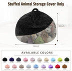 Bean Bag Cover (No Filler), Soft Faux Fur Stuffed Animal Bean Bag Storage, Fluffy Plush Bean Bag Chair Cover Washable, Comfy Bean Bag Covers for Adults Kids Teens, 38"x40" Black