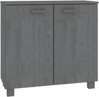 Dark Grey Solid Pine Wood Sideboard with MDF Large Storage, Rustic Style Furniture for Living Room Dining Area, 2 Doors and Built-in Shelves Organizer