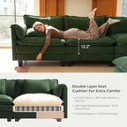 ELUCHANG 114" Oversized Modular Sectional Sofa, Comfy Chenille Cloud Couch, 6-Seater V Shaped Modern Deep Seat Sofa w/Removable Covers for Living Room, Bedroom, DIY Combination - Green