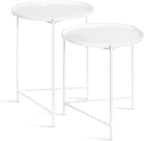 Kate and Laurel Ulani Modern Nesting Side Table, Set of 2, White, Sophisticated Glam End Tables for Storage and Display