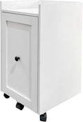 Sliding Pantry Organizer Cabinet with Wheels, 3 Tier Pull Out Snack Storage Rack for Kitchen, Bathroom, Laundry Room, White Mobile Food Organizer with Door & Shelves