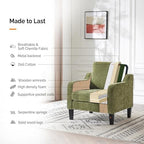 VINGLI Accent Chairs Set of 2, Modern Traditional Armchair for Living Room | Olive Green Reading Chair for Bedroom, Chenille Upholstered Sofa Chairs, Comfy Chair for Small Space, Apartment, Waiting Room