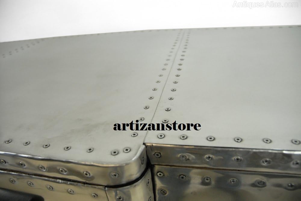ARTIZANSTORE Aluminium Aviator 2 Door Sideboard End Table Design Side Table Living Room Furniture Decor