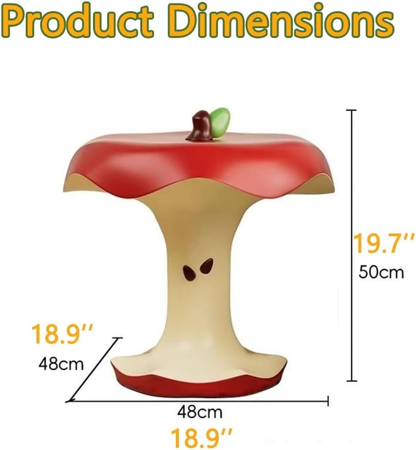 Resin Apple-Shape Side Table – Fruit Shaped Accent Table, Modern Small End Table for Living Room, Bedroom, or Entryway Décor, 18.9''W*19.7''H