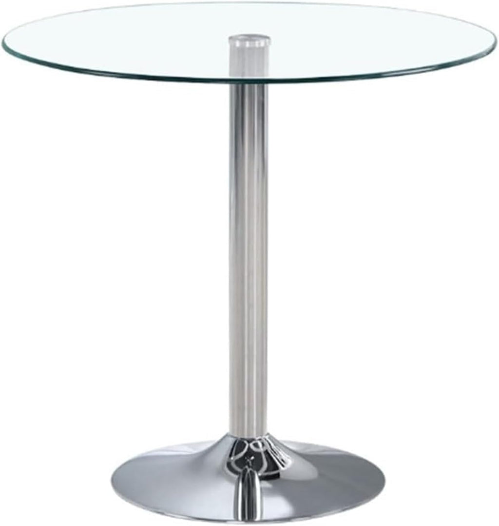 23.4" Round Glass Dining Table, Modern Circular, Sturdy Base and Perfect for 2-4 Seat, Bistro Style for Dining Room, Living Room, Balcony, Cafe