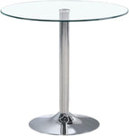 23.4" Round Glass Dining Table, Modern Circular, Sturdy Base and Perfect for 2-4 Seat, Bistro Style for Dining Room, Living Room, Balcony, Cafe