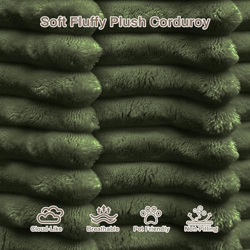 ONEMMLION 96" L-Shaped Cloud Couch Sofa with Chaise, Green | Corduroy Comfy Fluffy Modular Deep Seat Memory Foam Compressed Sectional Sofa for Living Room Oversized Left Facing Chaise