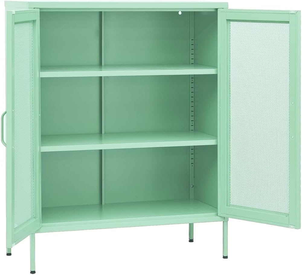 Mint Steel Storage Cabinet 13.8" W x 31.5" L x 40" H, Adjustable Shelves 198 lb Load, Slim Metal Cupboard for Bathroom, Pantry, Living Room & Kitchen, Small Space Organizer