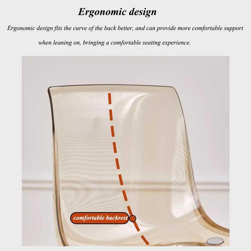 Etlegor Clear Acrylic Dining Chairs, Modern Kitchen Chairs with Chrome Base, for Dining Room, Living Room, Office, Leisure Area(Orange-red)