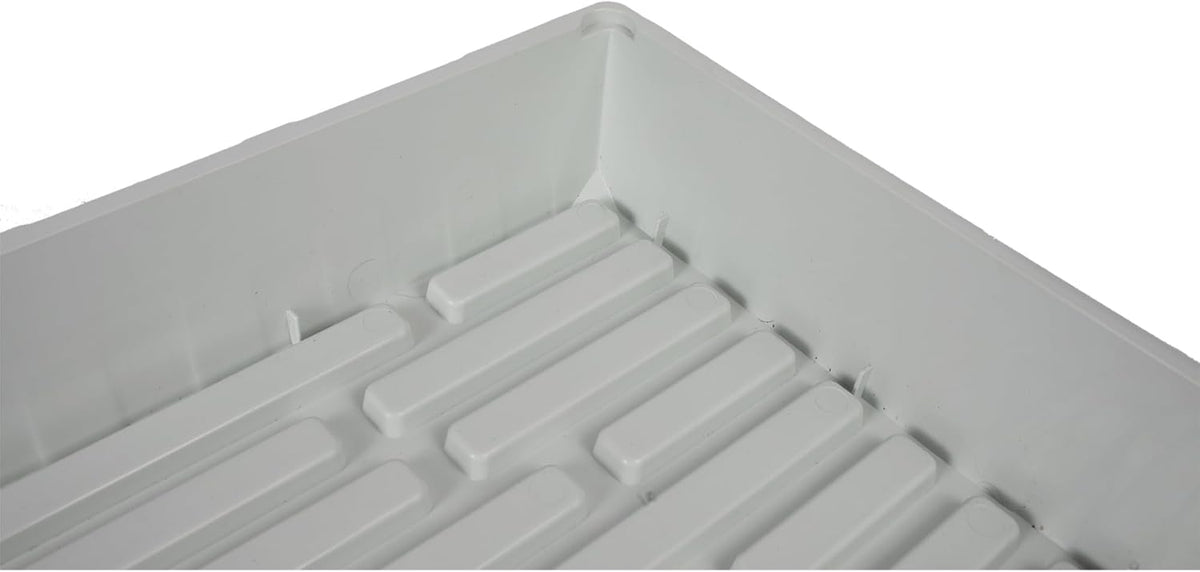 SUNPACK 10" x 20" Mega Plastic Seed Starting Tray, White, 2.5" - No Drainage Holes, Ideal for Greenhouses or Indoor Gardening - Made of Thick, Strong Plastic