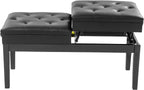 AngelcityCC Longer Duet Piano Bench with Storage, Adjustable Height Double Keyboard Piano Bench Seat with PU Leather Cushion