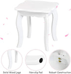 HONEY JOY Kids Vanity Set, Toddler Beauty Makeup Dressing Table w/Stool & Drawer, Tri-Fold Silver Mirror, Detachable Top, Wooden Princess Pretend Play Vanity Set for Little Girls (White)