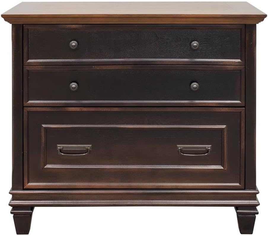 Martin Furniture Hartford Wood Lateral File with Locking Legal/Letter File Drawer Black