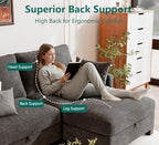 Modular Sectional Sofa, 132" U Shaped Couch with Storage, Chenille | High Resilience Foam, 22" Seat Depth, Movable Ottoman, Comfy Chenille, Easy Assembly, Dark Gray