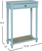 East at Main Lenora Console Table – 23.75” Narrow Entryway Table with Storage & Cane Shelf – Solid Wood Accent for Hallways, Foyers, and Small Spaces – French Country & Traditional Style (Powder Blue)