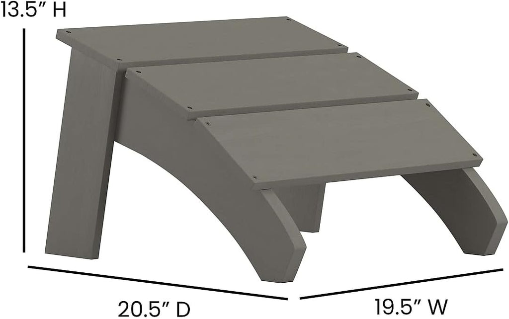 Flash Furniture Sawyer Indoor/Outdoor Commercial Grade Adirondack Ottoman - Gray All-Weather Adirondack Style Footrest