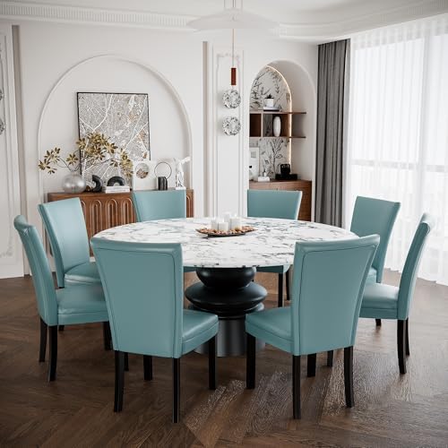 Parsons Solid Wood Dining Chairs Set of 6 with UP High Back, Kitchen Chairs with Upholstered Seat, Holds Up to 300 Lbs,Accent Chairs Easy Assembly, Light Blue CY1331HL