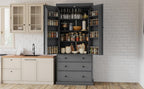 Ball & Cast 77" Freestanding Kitchen Pantry with 3 Drawers and Adjustable Shelves,Tall Cupboard Storage Cabinet with 8 Door Shelves, for Kitchen,Dining Room,Living Room,Apartment,Gray