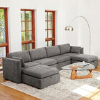 CHITA Oversized Modular Sectional Fabric Sofa Set, Extra Large U Shaped Couch with Reversible Chaise, 146 inch Width, 6 Seat Modular Sofa with Storage Ottamans, Grey | Oversized Modular Sectional Sofa Set, FSC Certified, U Shaped Couch, with Reversible