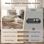 Modular Sectional Cloud Sofa, No Assembly Oversized Couch, Beige | Comfy Seating with High Back Pillows, Ideal for Living Room & Small Apartment, Durable Fabric for Families & Renters