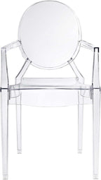 Modway Casper Modern Acrylic Stacking Kitchen and Dining Room Arm Chair in Clear - Fully Assembled