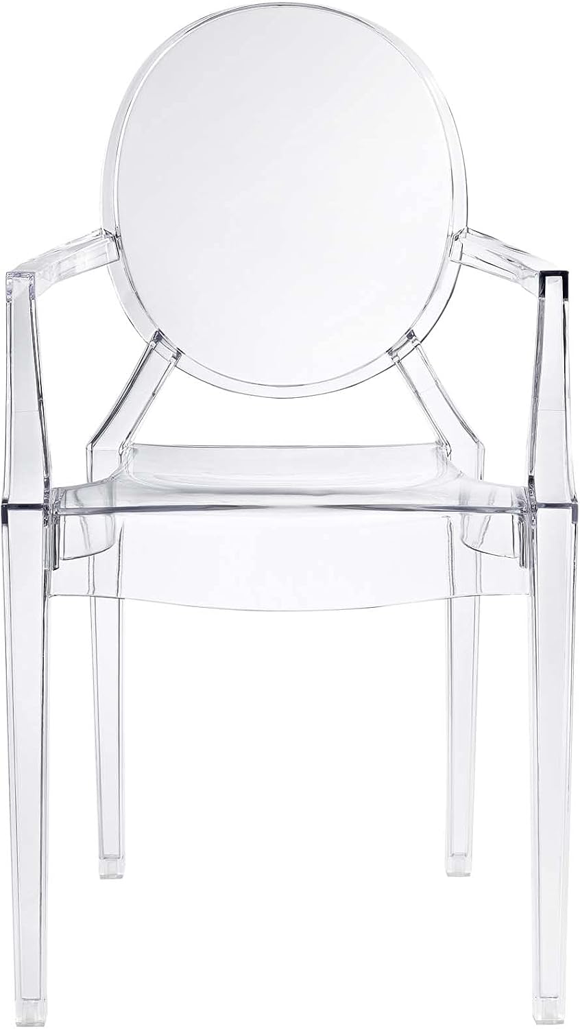 Modway Casper Modern Acrylic Stacking Kitchen and Dining Room Arm Chair in Clear - Fully Assembled