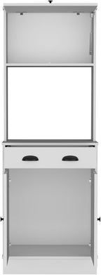 Apex Kitchen Pantry 66.3" H with Drawer, 2 Cabinets, and Microwave Stand, White