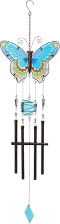 MUMTOP Butterfly Wind Chimes for Outside, Stained Glass Wind Chime Windchimes for Patio, Outdoor,Garden,Yard,Coastal,Window,Home Decor or Gifts for Women(Colorful)