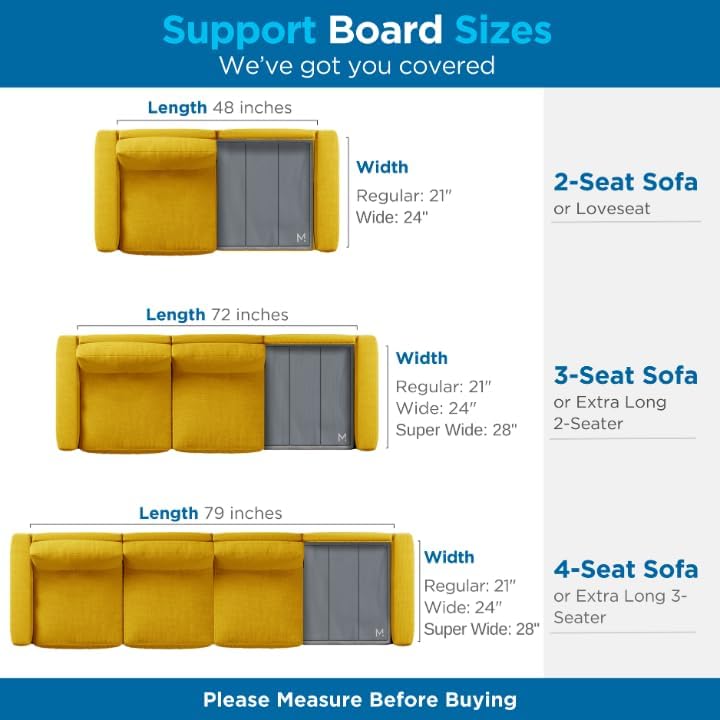 Meliusly Couch Cushion Support Board for Sagging Sofa Cushions (24x72) | Deep Seat Support Under Cushions - Heavy Duty Wood Board for Loveseat & Sectional, for Sagging Couch and Sofa Seats