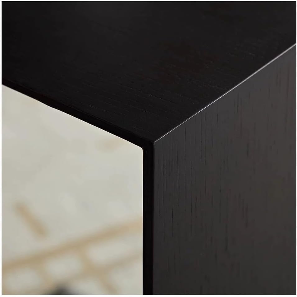 C Shaped End Tables, Solid Wood Side Table, Multipurpose Table for Bedroom, Balcony, Office, and Living Room, 48*38*55cm, Black