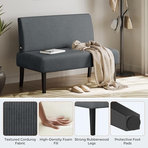 Yaheetech Small Loveseat Armless Sofa Chair with USB Ports, Dark Gray